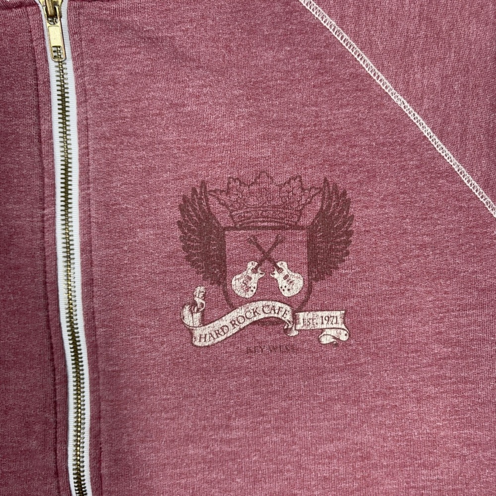 Hard Rock Cafe Y2K Zip Up Hoodie Womens Medium Maroon Key West Graphic Raglan - Picture 6 of 6